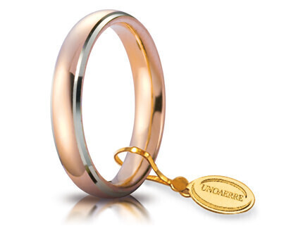 Fede Comoda mm.4,0 in oro rosa e bianco - 040afc001010001075035