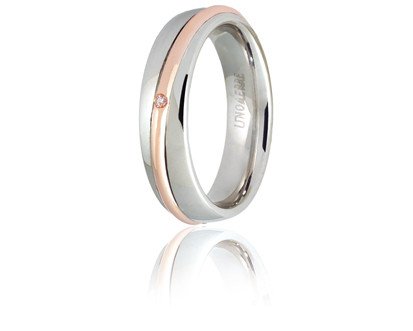 Fede Saturno in oro rosa e bianco con diamanti ct 0,01 - 050afc053001001075037 Fede Saturno in oro rosa e bianco con diamanti ct 0,01 - 050afc053001001075037