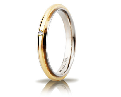 Fede Andromeda slim in oro bicolore con diamanti - 050afc281001001075007
