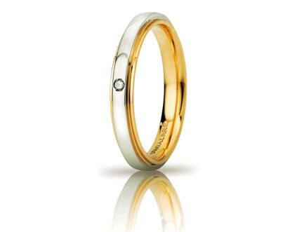 Fede Cassiopea slim in oro bicolore con diamanti - 050afc282001001075043