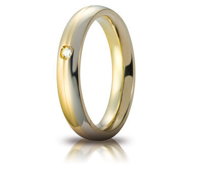 Fede Cerchi di Luce mm. 4.0 in oro bicolore con diamante - 070afc283001001075007 Fede Cerchi di Luce mm. 4.0 in oro bicolore con diamante - 070afc283001001075007