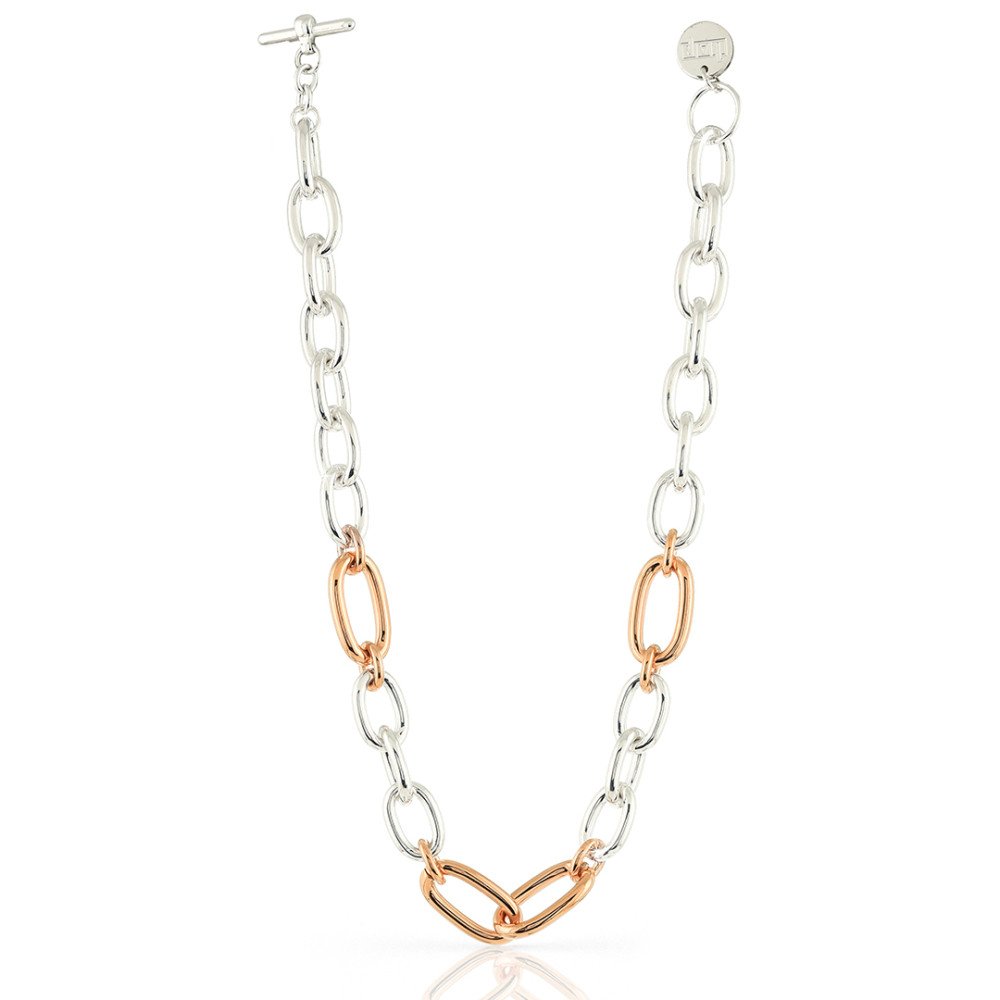Collana in bronzo dorato rosa ed argentato - 1678