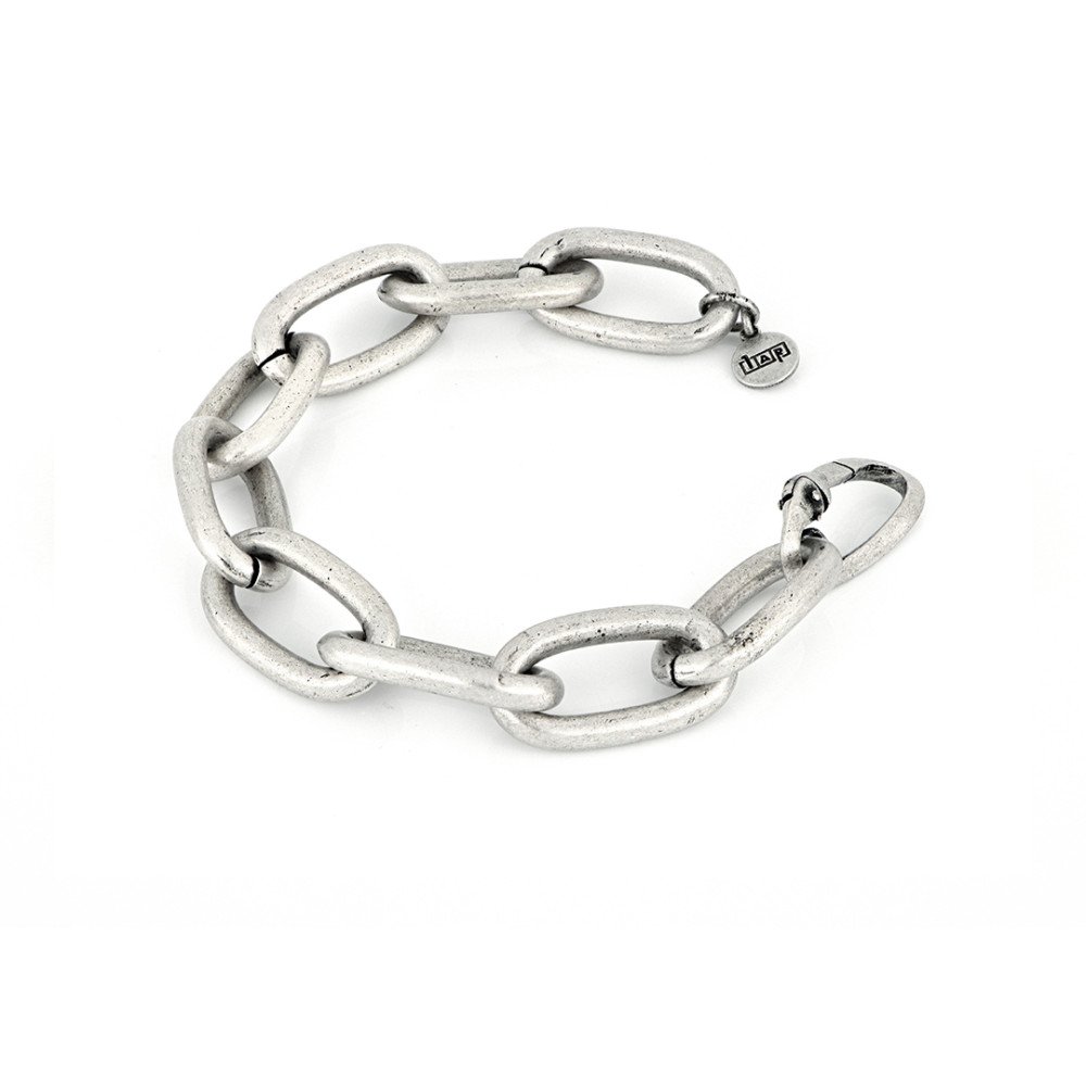 Bracciale catena forzatina in bronzo argentato satinato - 1829