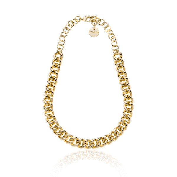 Collana chocker con catena grumetta ovale, chiusura a mosche ttone ed anelli di allungamento. Misura 32,00 cm. Il fascino senza tempo della catena groumette, fiore all'occhiello del - 2323