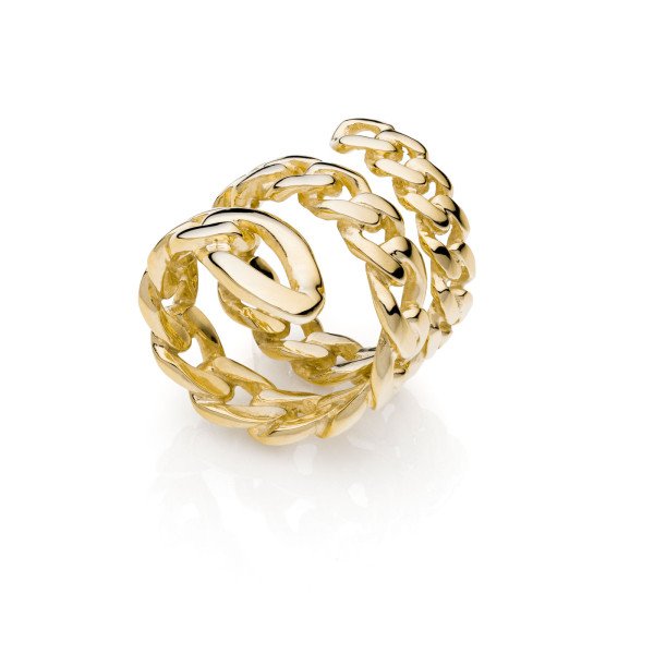 Anello a spirale in catena grumetta diamantata in bronzo. Un accessorio dal design grintoso perfetto per un tocco di s tile in più ad ogni tuo look. - 2394