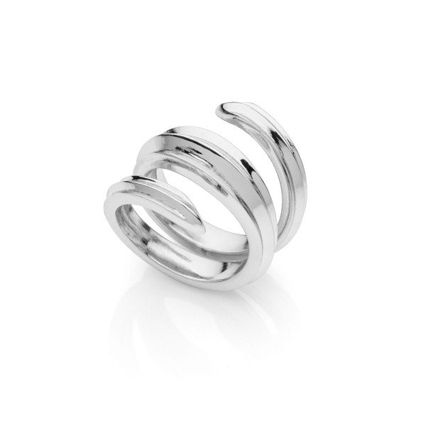 Anello a spirale con tubo bombato scanalato in bronzo lucido . Design maxi per un anello che si avvolge con sensualità al le dita. Il dettaglio in più che non deve mai mancare in un - 2397