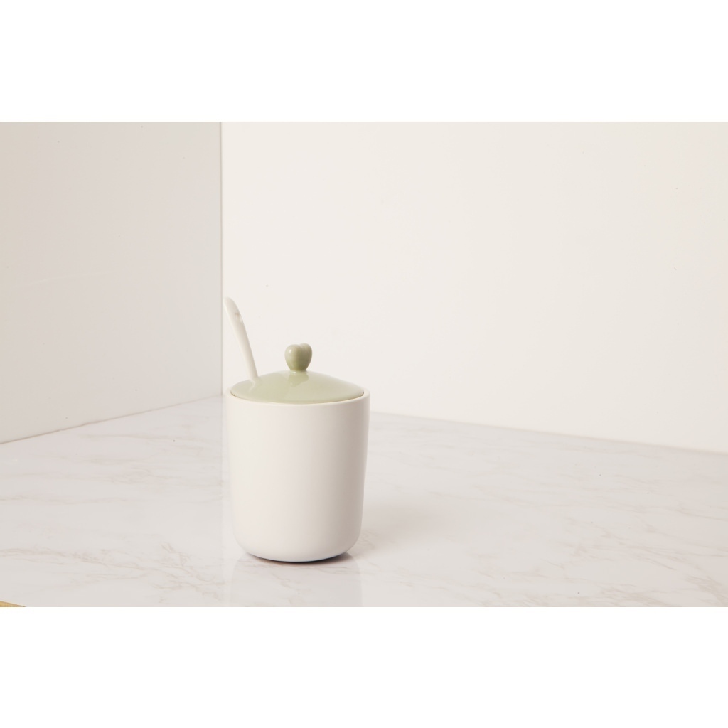 Zuccheriera bianca con coperchio verde - 23011/shopper