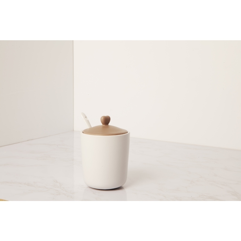 Zuccheriera bianca con coperchio tortora - 23013/fiore