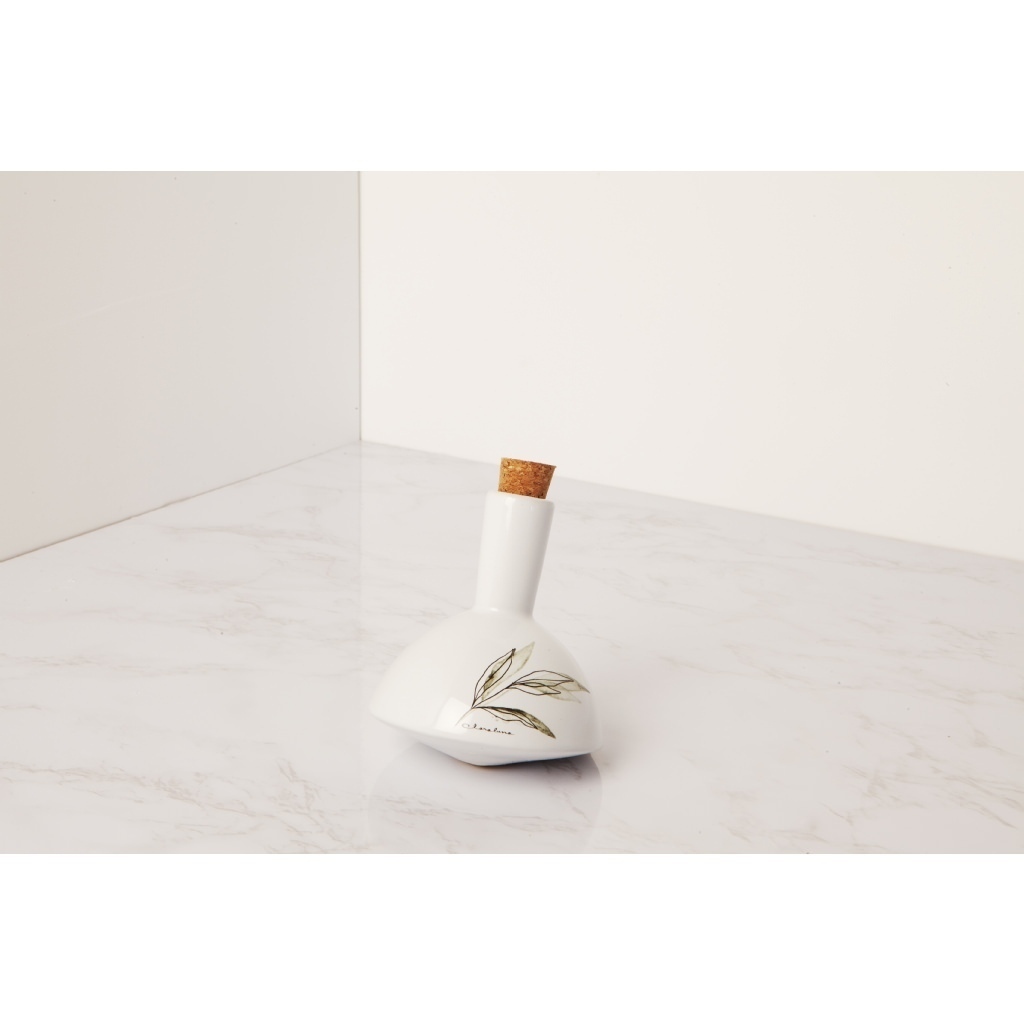 Oliera bianca dimensione piccola decoro foglie - 23071/fiore