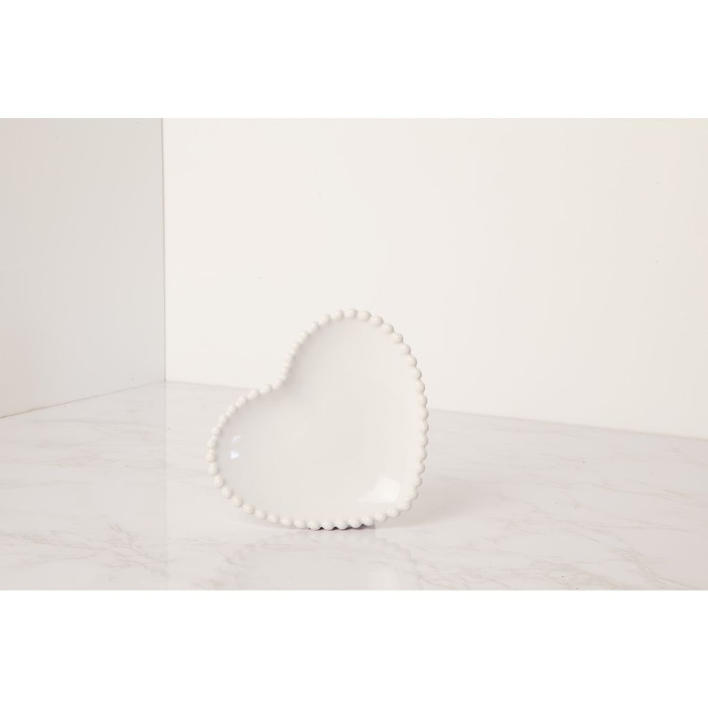 Piattino medio forma cuore con decorazioni sul bordo - 23082 Piattino medio forma cuore con decorazioni sul bordo - 23082