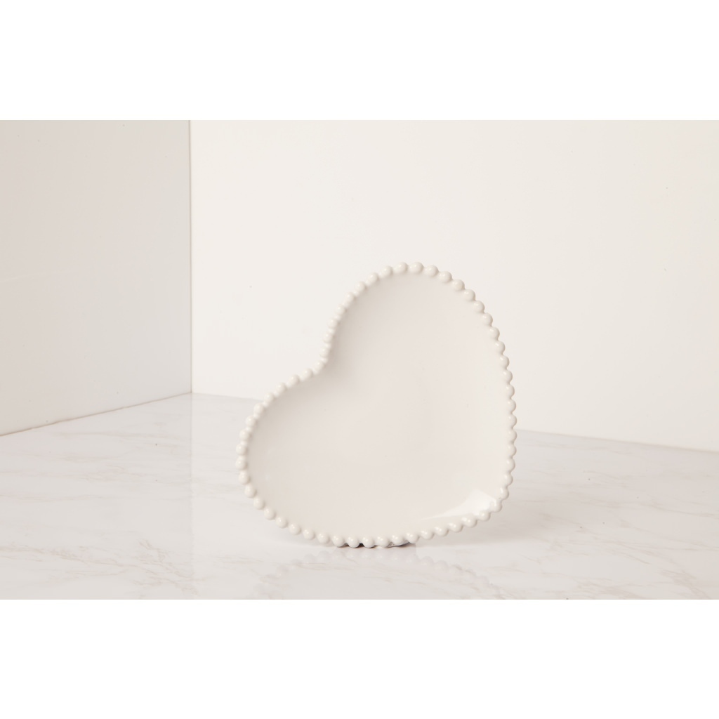 Piattino grande forma cuore con decorazioni sul bordo - 23083 Piattino grande forma cuore con decorazioni sul bordo - 23083