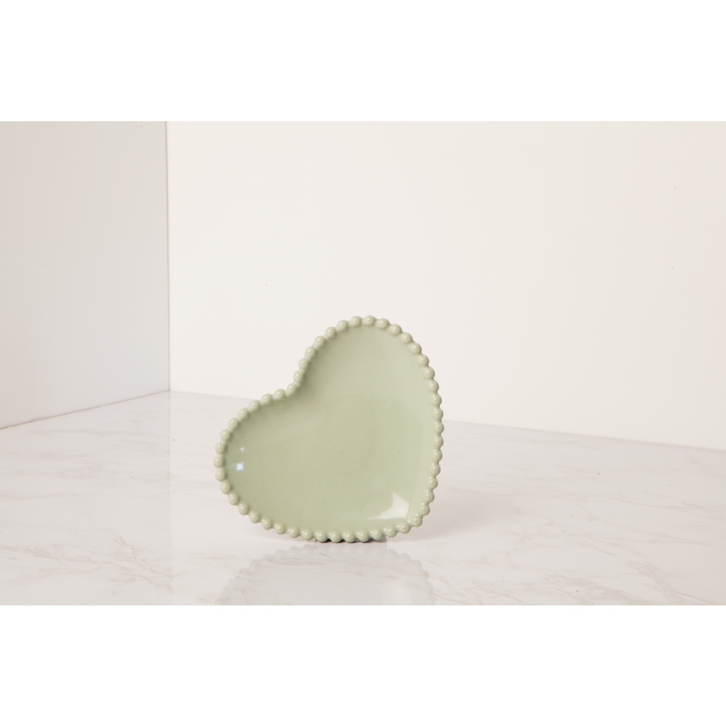 Piattino medio forma cuore con decorazioni sul bordo - 23085 Piattino medio forma cuore con decorazioni sul bordo - 23085
