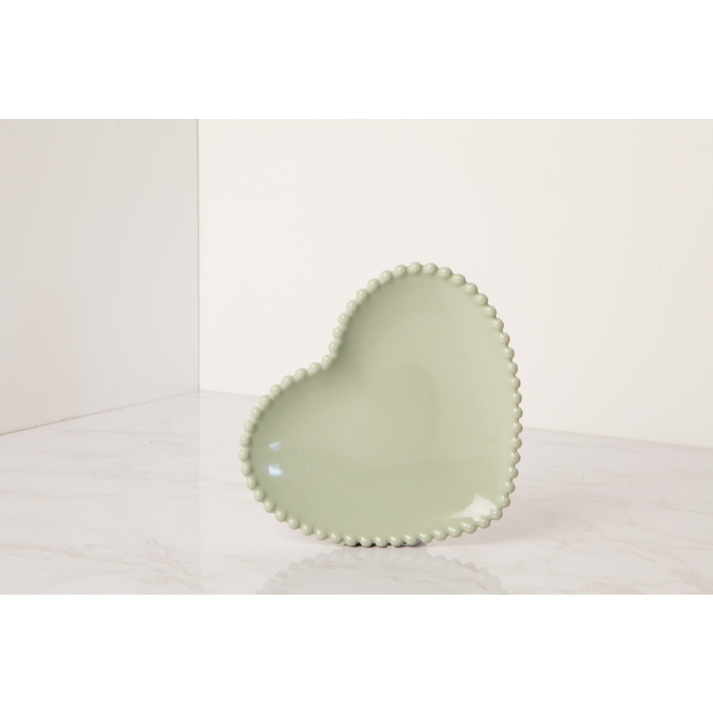 Piattino medio forma cuore con decorazioni sul bordo - 23086 Piattino medio forma cuore con decorazioni sul bordo - 23086