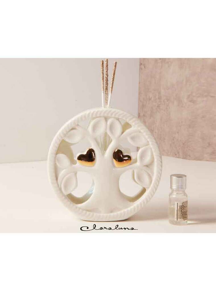 Profumatore cerchio bianco con decorazione di albero della vita - 23131 Profumatore cerchio bianco con decorazione di albero della vita - 23131