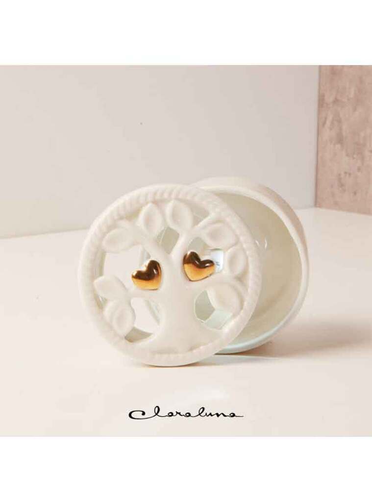 Scatolina con led bianco con decorazione di albero della vita - 23134