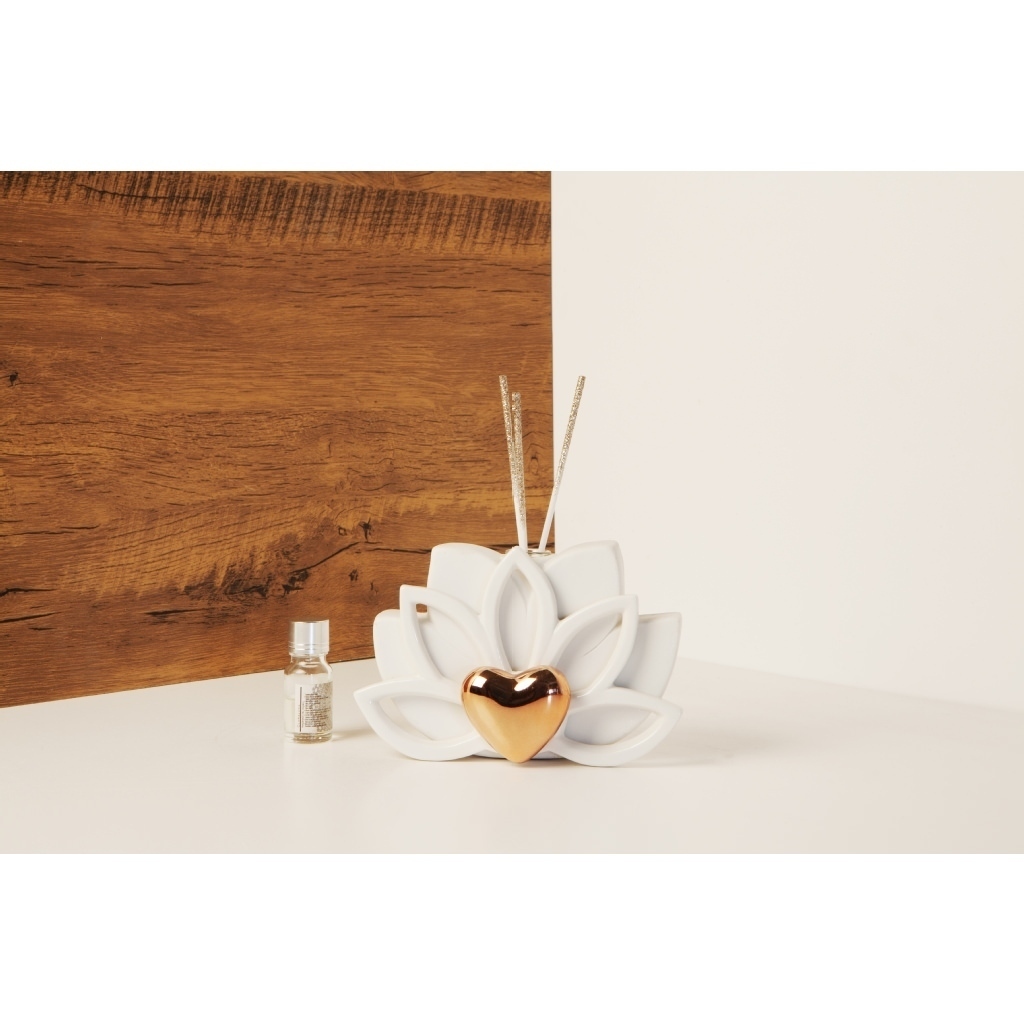 Diffusore loto piccolo con cuore rame - 23151/fiocco