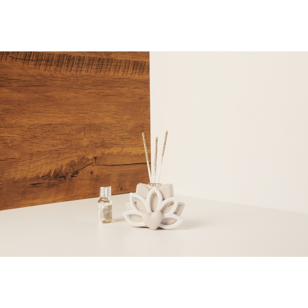 Diffusore loto piccolo con cuore tortora - 23153/fiocco