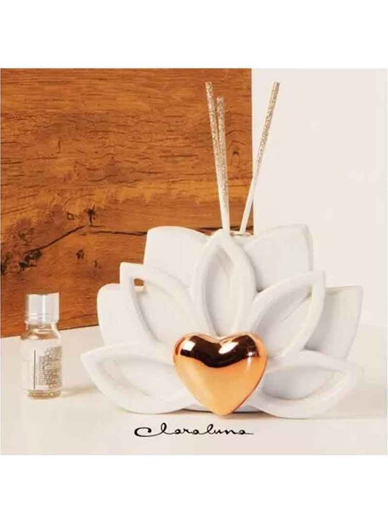 Profumatore fiore bianco con applicazione color oro - 23154 Profumatore fiore bianco con applicazione color oro - 23154