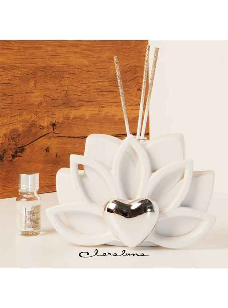 Profumatore fiore bianco con applicazione color argento - 23155 Profumatore fiore bianco con applicazione color argento - 23155