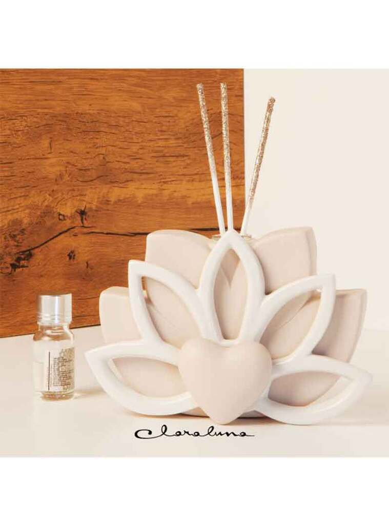 Profumatore fiore bianco bicolore bianco e tortora - 23156 Profumatore fiore bianco bicolore bianco e tortora - 23156