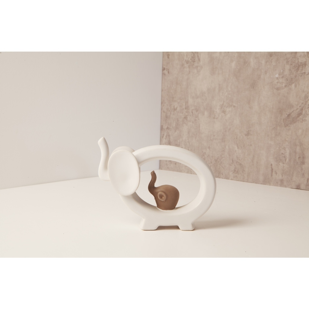 Elefante bianco piccolo dettaglio tortora - 23164/fiore