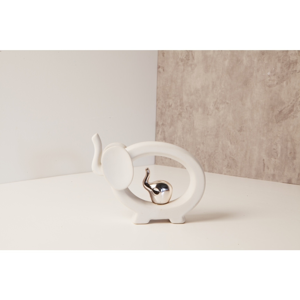 Elefante bianco piccolo dettaglio oro rosa - 23164r/fiore