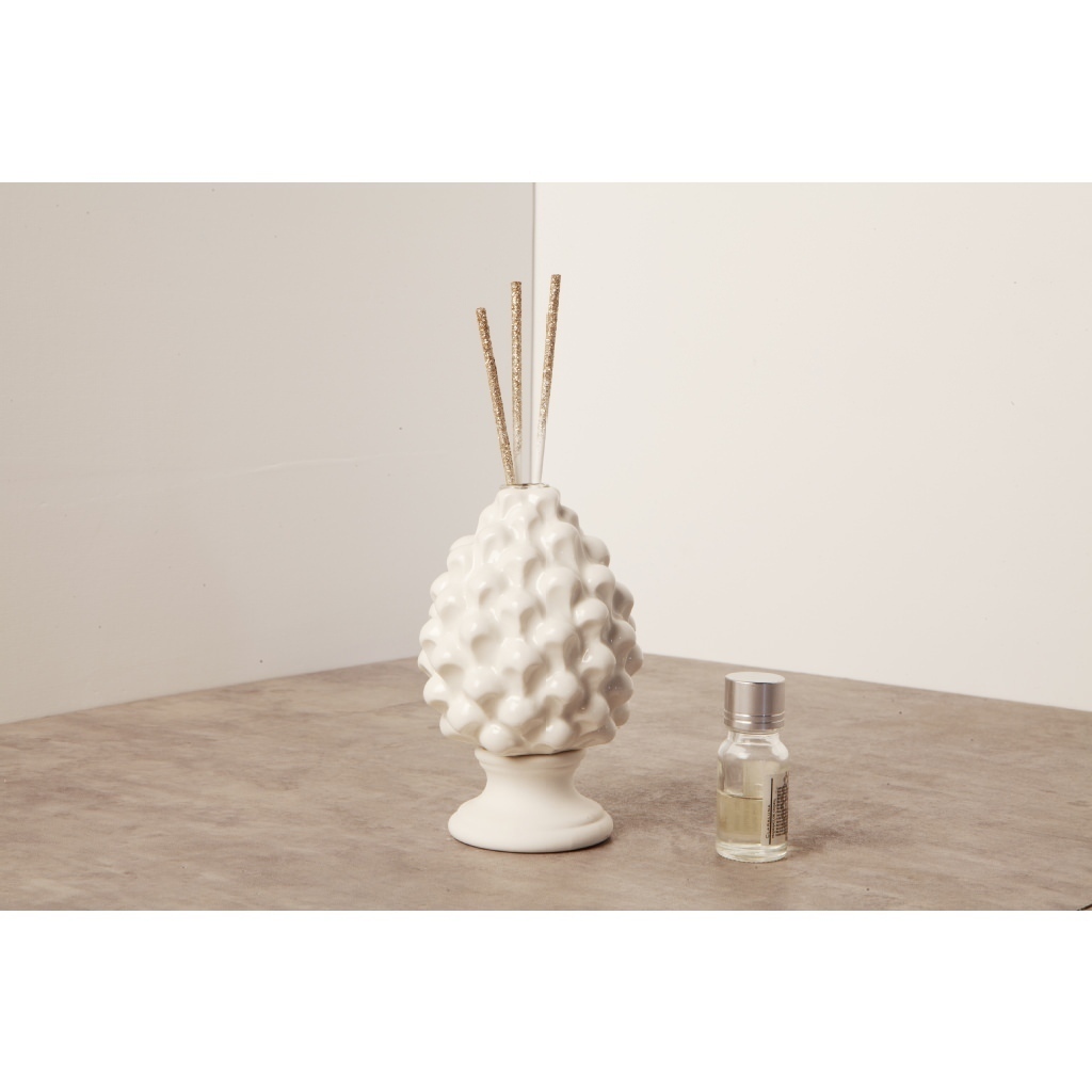 Diffusore pigna piccolo con base bianca - 23193/fiocco