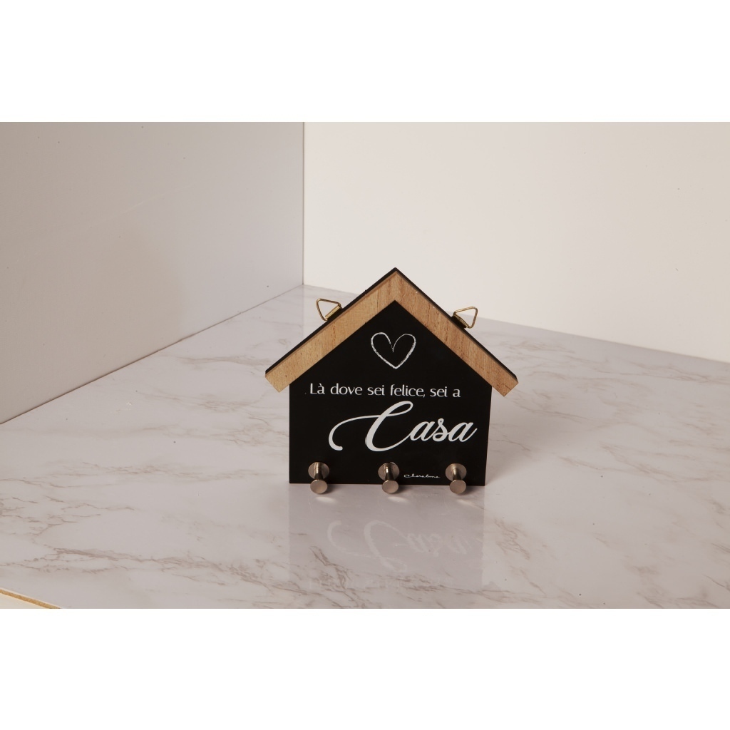 Appendichiavi nero a casetta - 23661/fiore