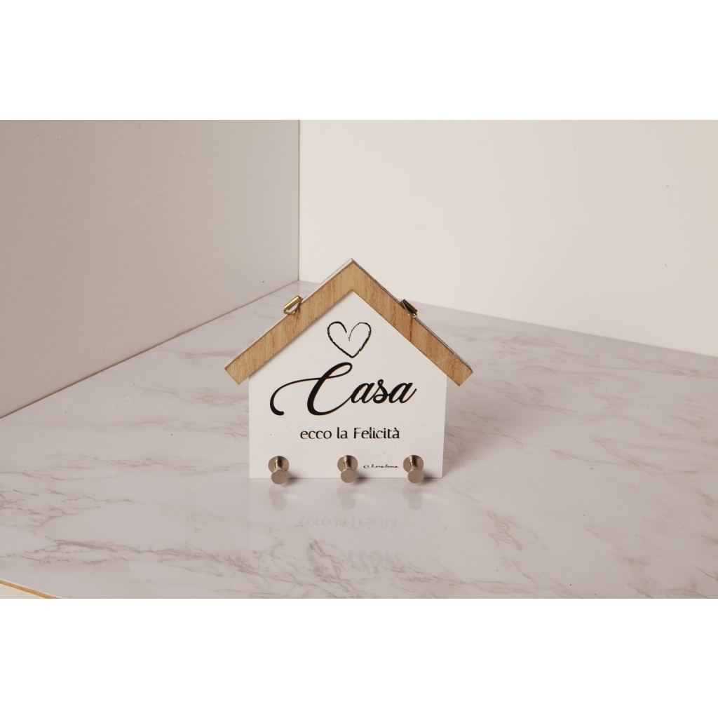 Appendichiavi bianco a casetta - 23662/fiore