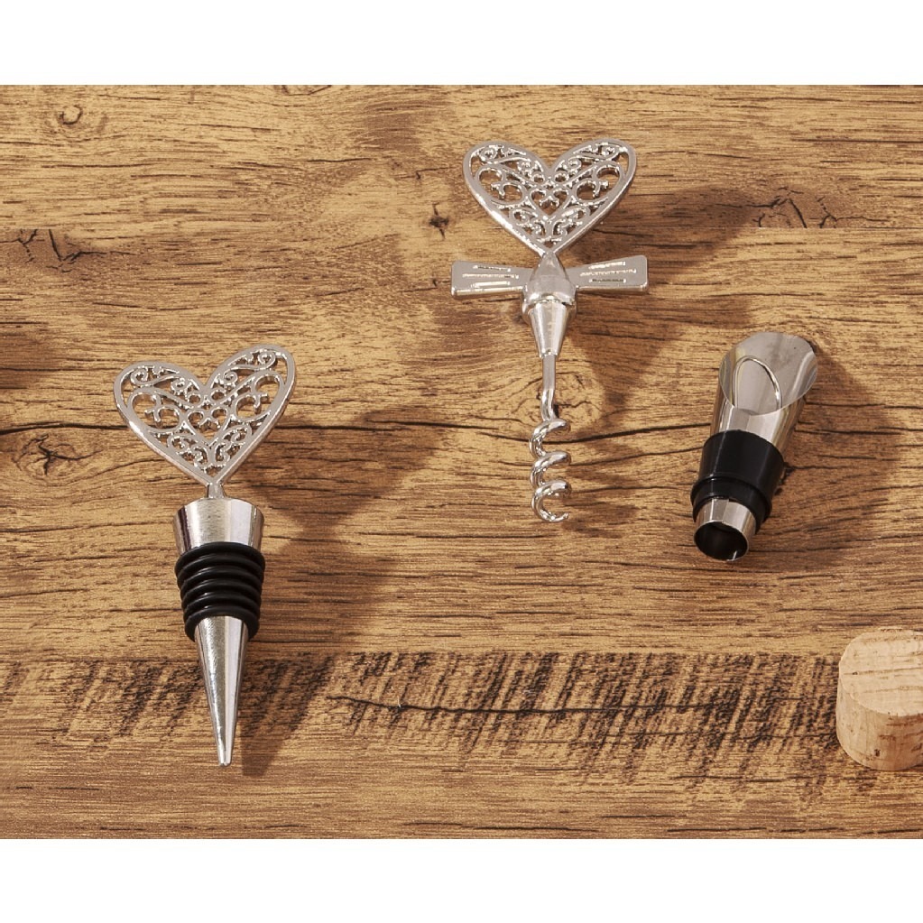 Set cavatappi+tappo+salvagoccia cuore - 23775