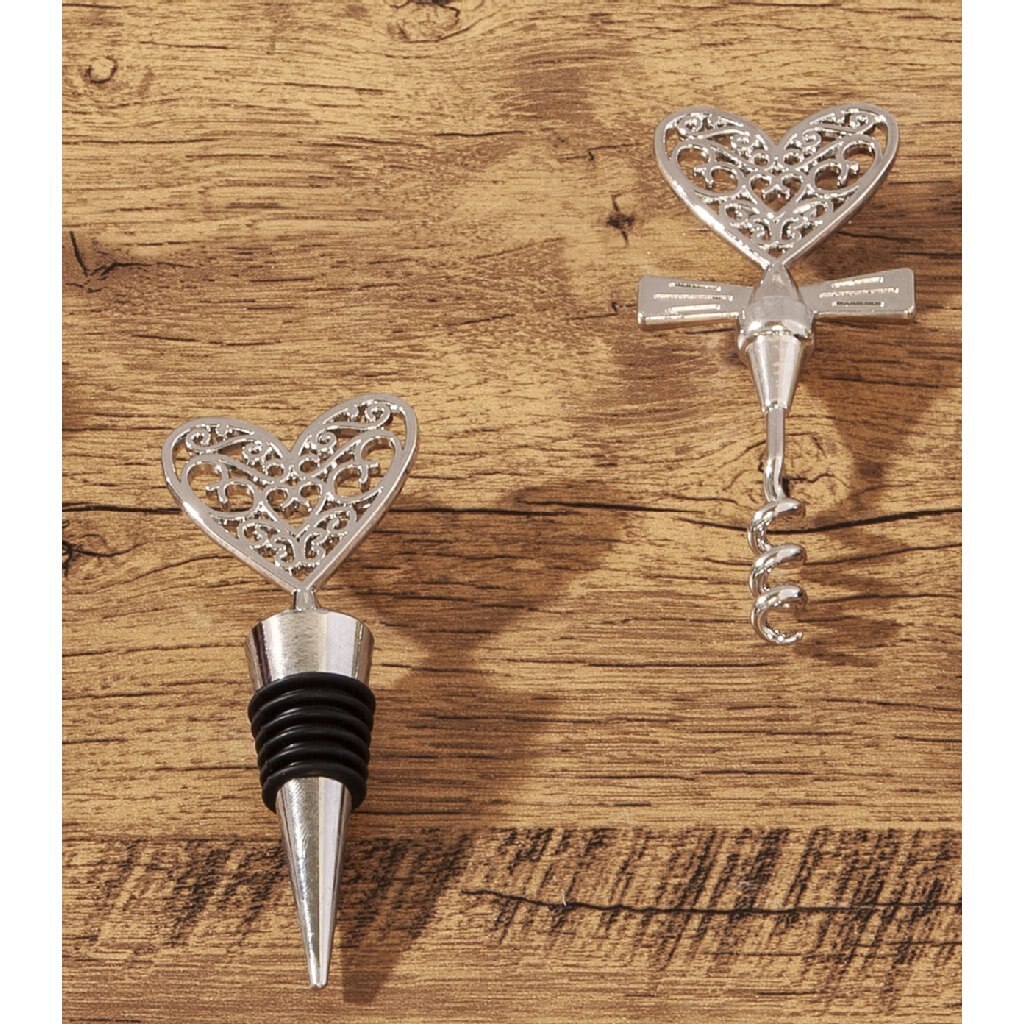 Set cavatappi+tappo cuore traforato - 23776