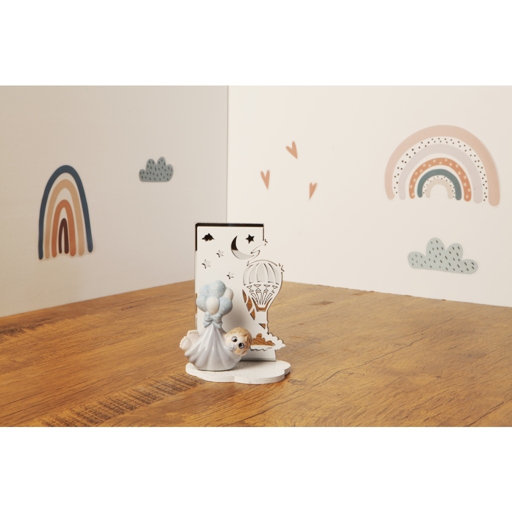 Bebe' boy su supporto mongolfiera - 23902m/fiore Bebe' boy su supporto mongolfiera - 23902m/fiore