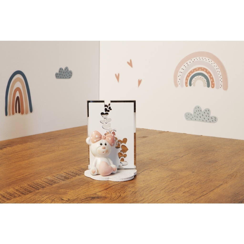 Orsetto rosa piccolo con supporto cuori - 23921c/fiore Orsetto rosa piccolo con supporto cuori - 23921c/fiore