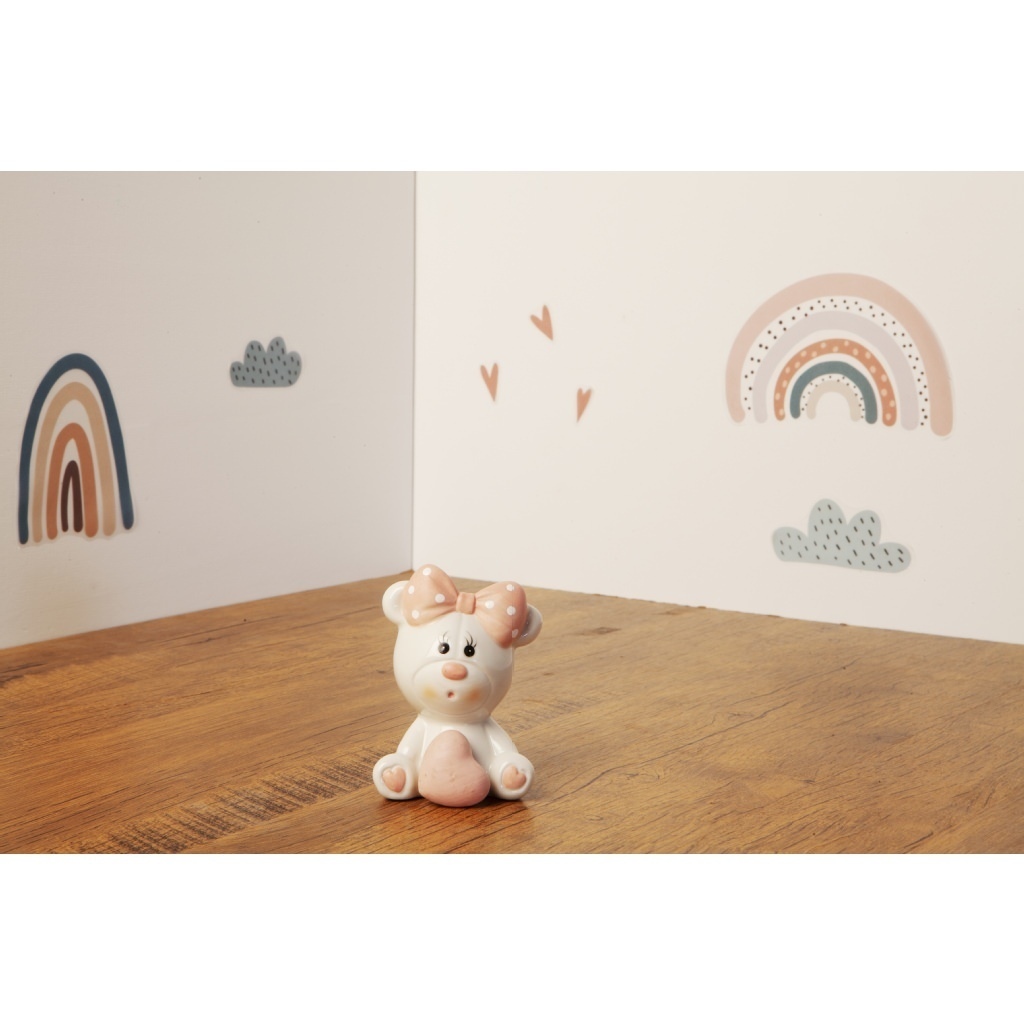 Orsetto rosa medio porcellana - 23923/fiocco