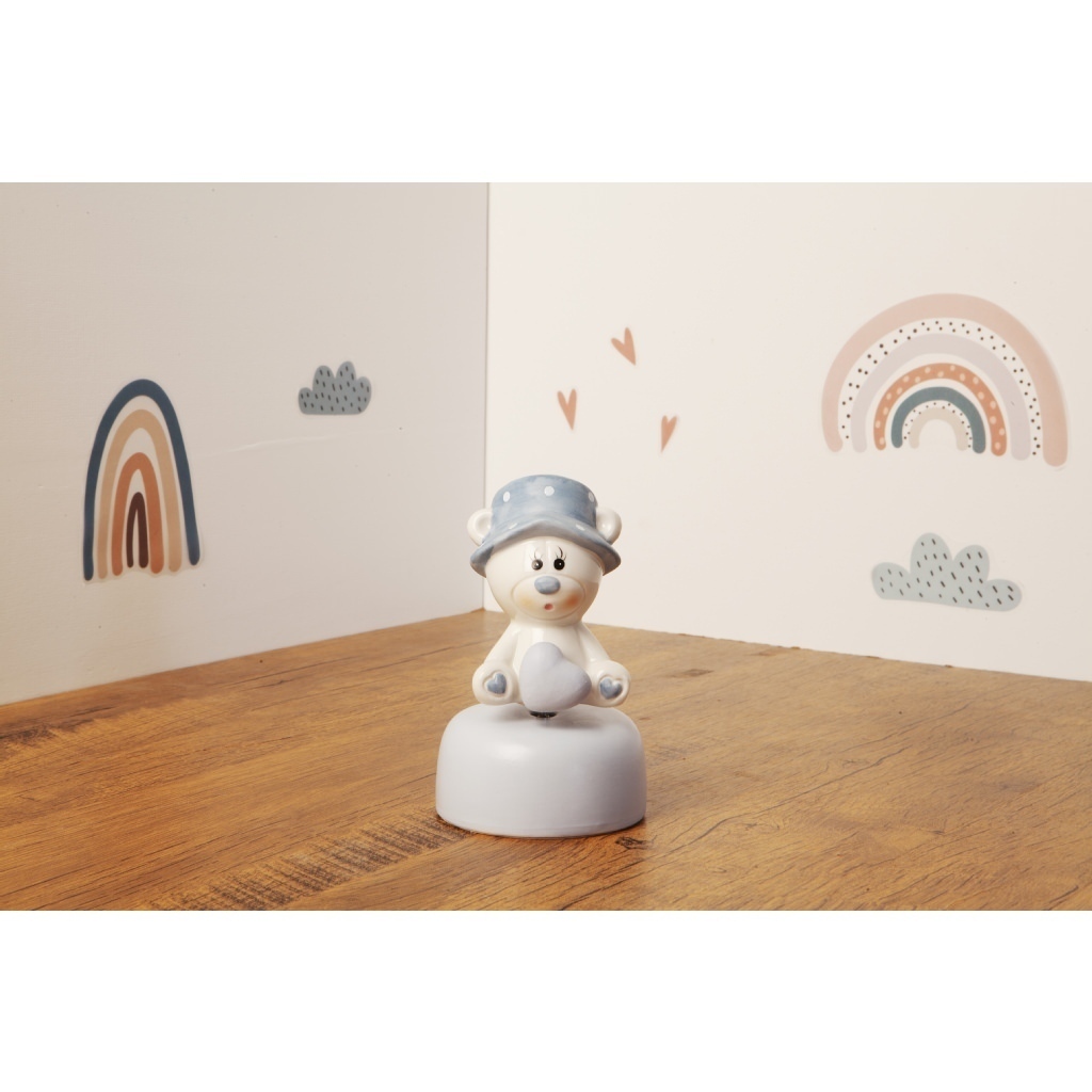 Carillon con orsetto azzurro porcellana - 23926/bustababy