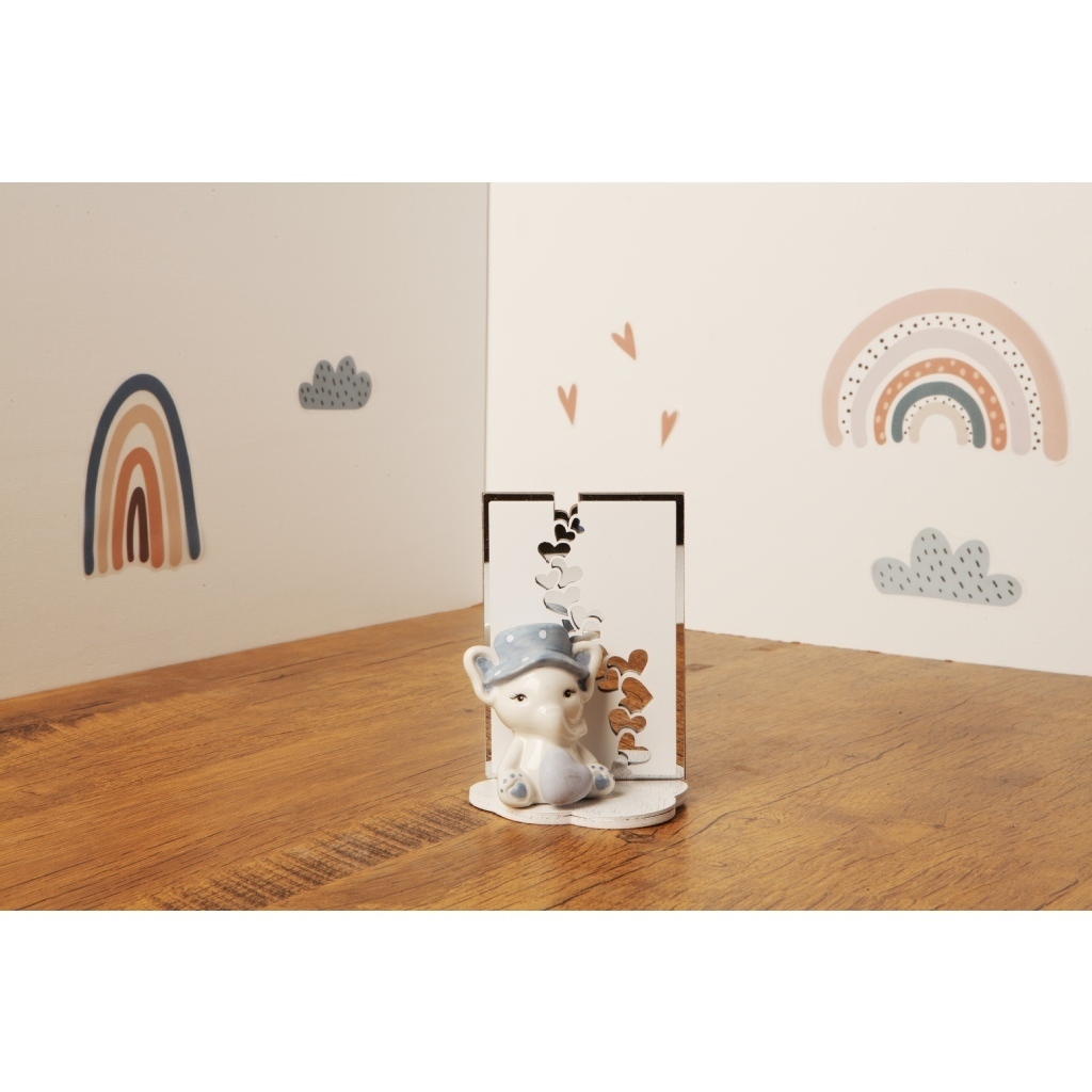 Elefante azzurro piccolo con supporto cuori - 23932c/bustababy Elefante azzurro piccolo con supporto cuori - 23932c/bustababy