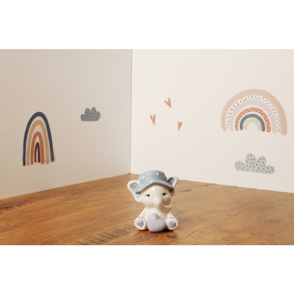 Elefante azzurro medio porcellana - 23934/fiocco