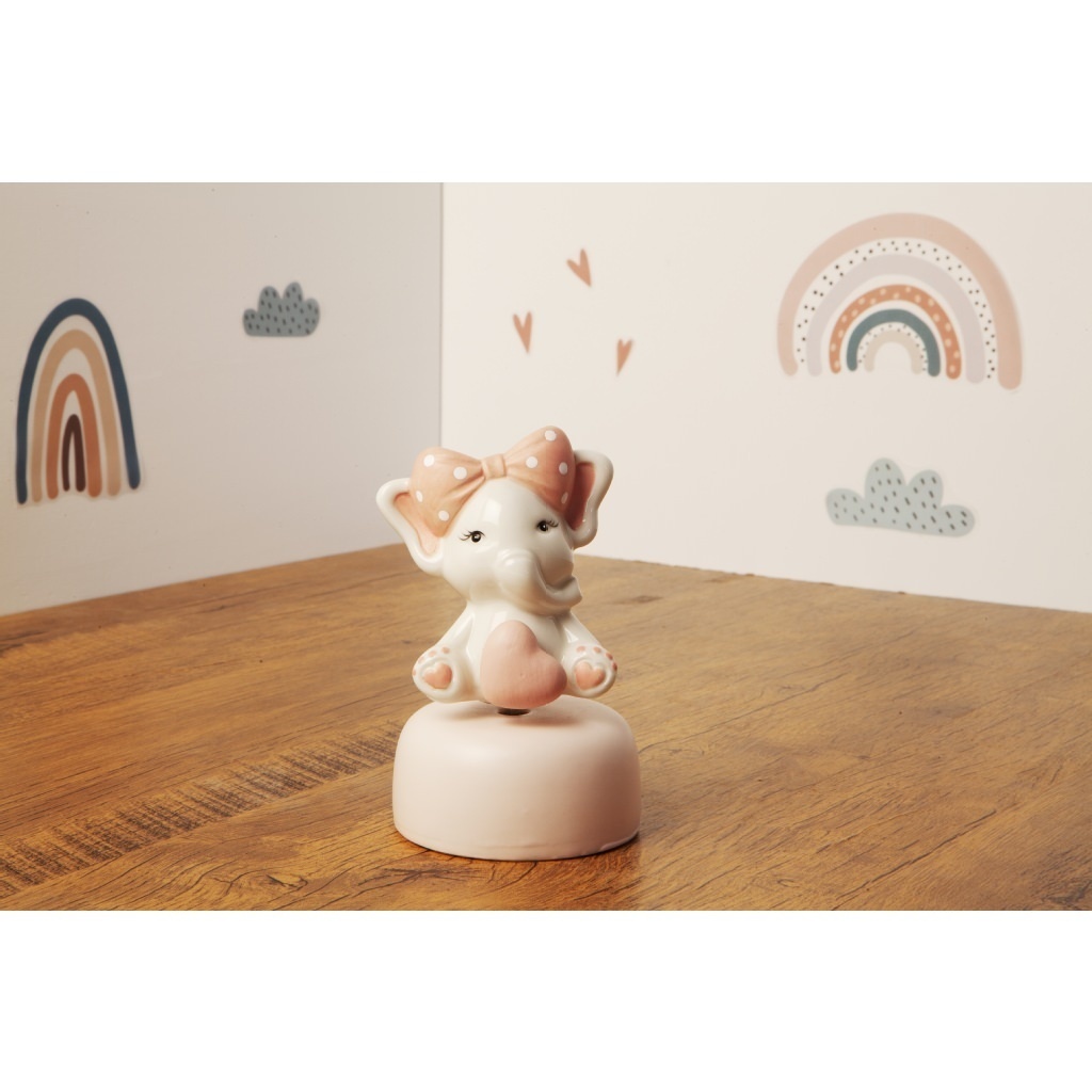 Carillon con elefante rosa porcellana - 23935/fiore