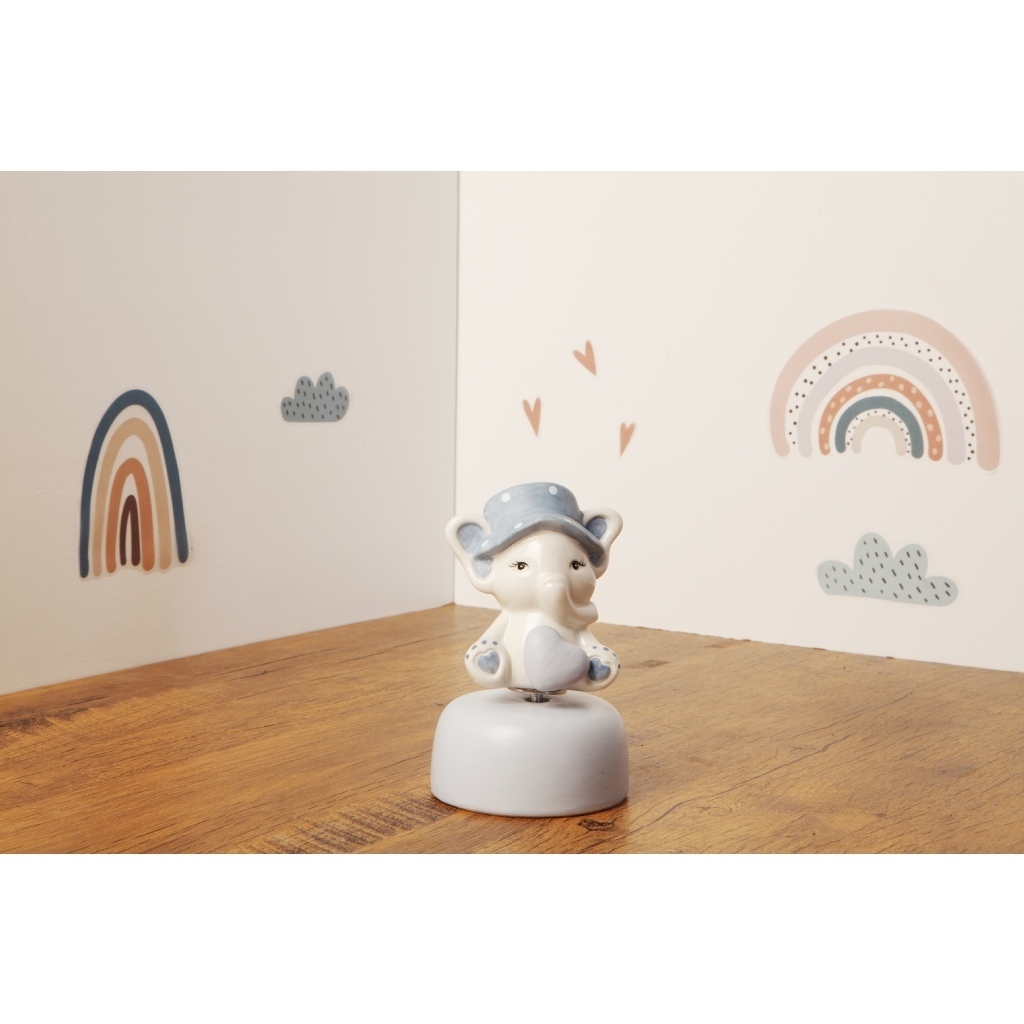 Carillon con elefante azzurro porcellana - 23936/fiocco