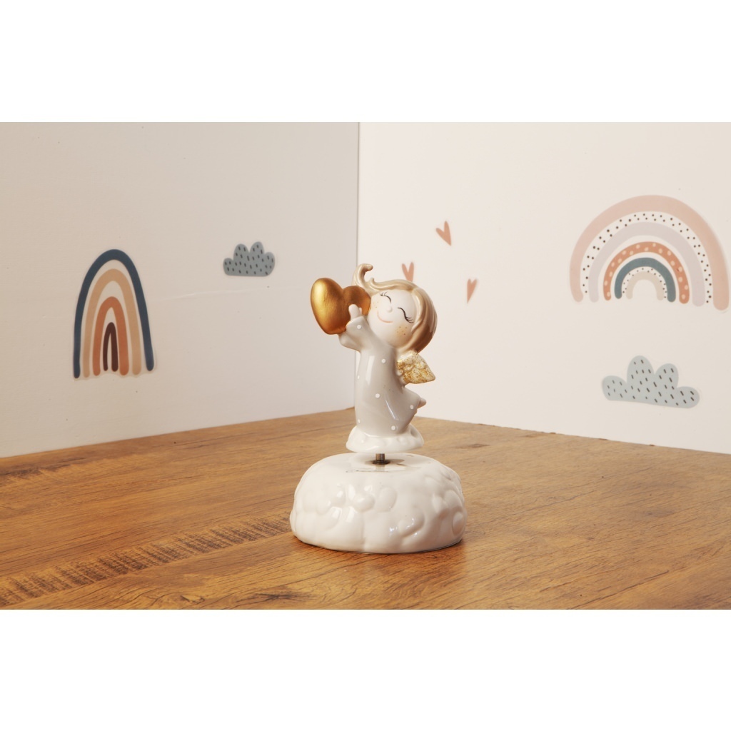 Carillon con angelo femmina cuore oro - 23945/fiore Carillon con angelo femmina cuore oro - 23945/fiore