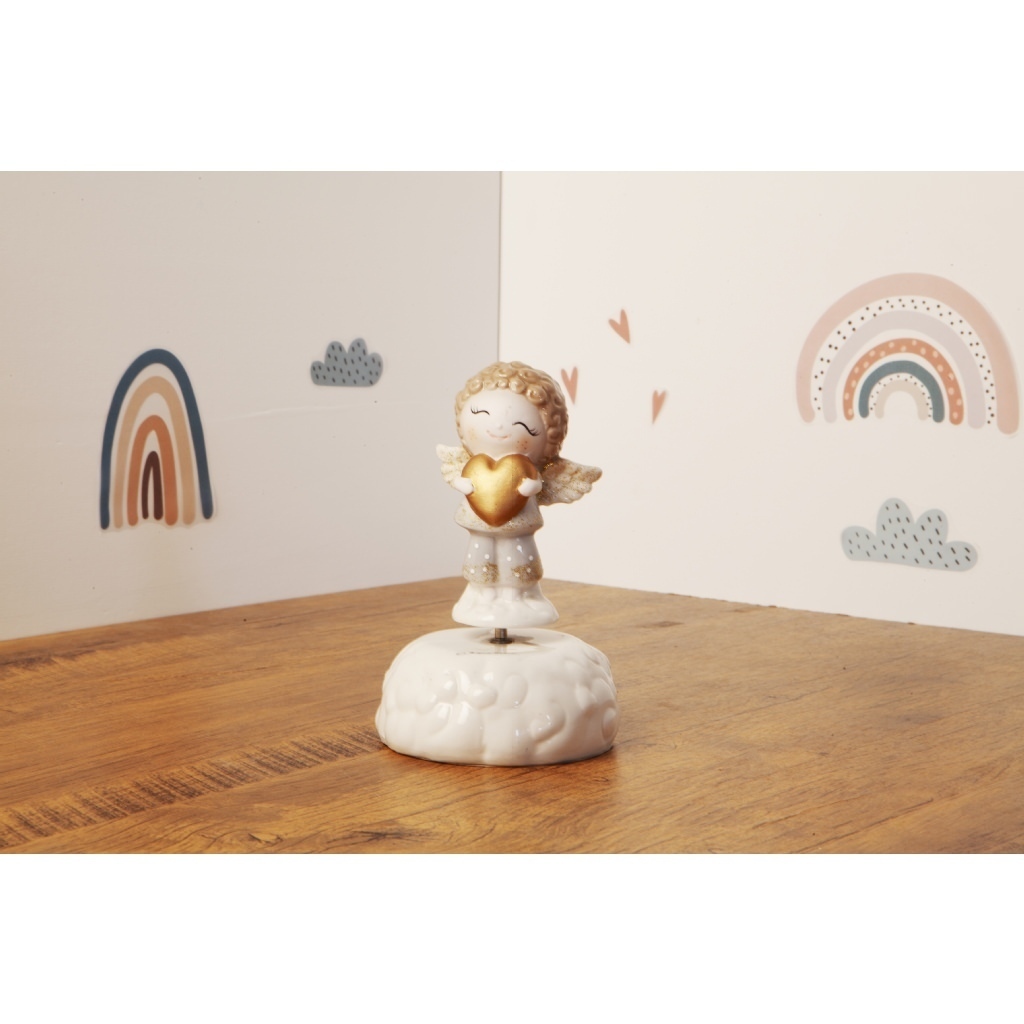 Carillon con angelo maschio cuore oro - 23946/fiocco Carillon con angelo maschio cuore oro - 23946/fiocco