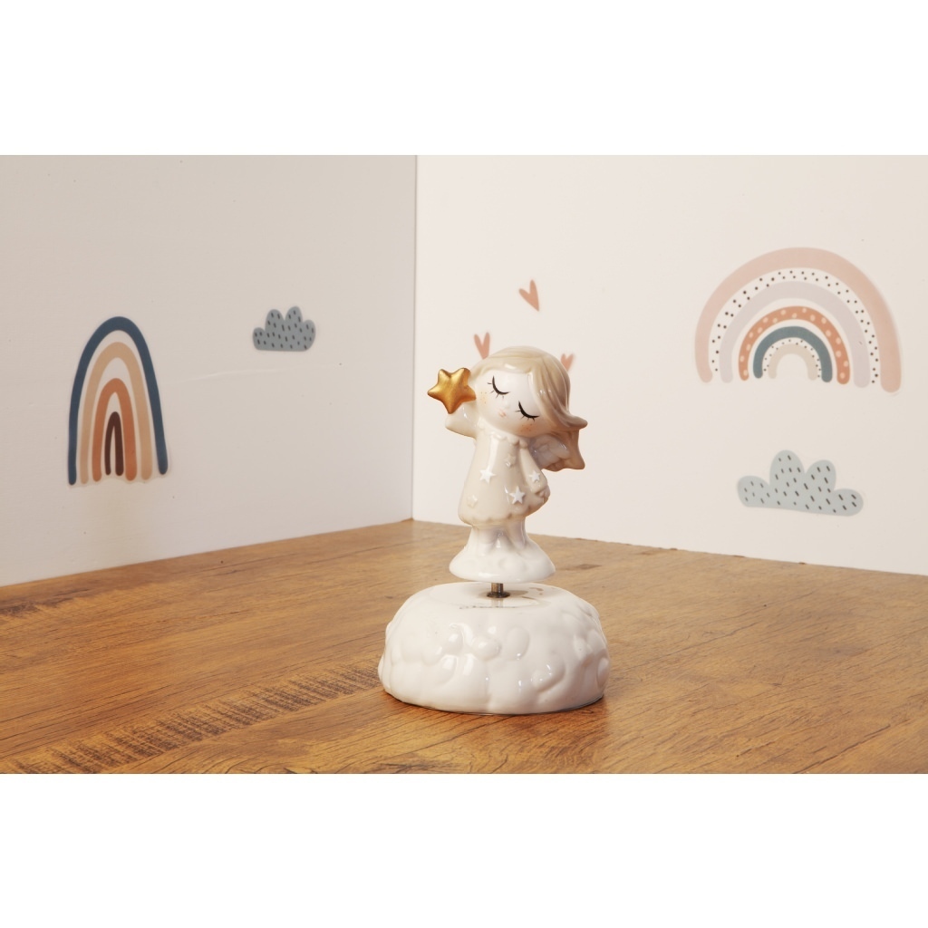 Carillon con angelo femmina stella oro - 23965/fiocco Carillon con angelo femmina stella oro - 23965/fiocco