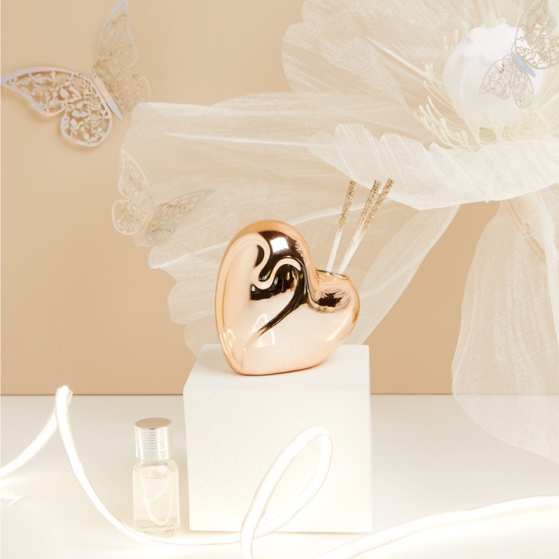 Diffusore Cuore Oro Rosa - 25121/botanica