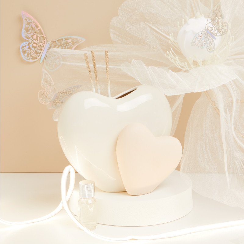 Diffusore Doppio Cuore Bianco E Tortora - 25136