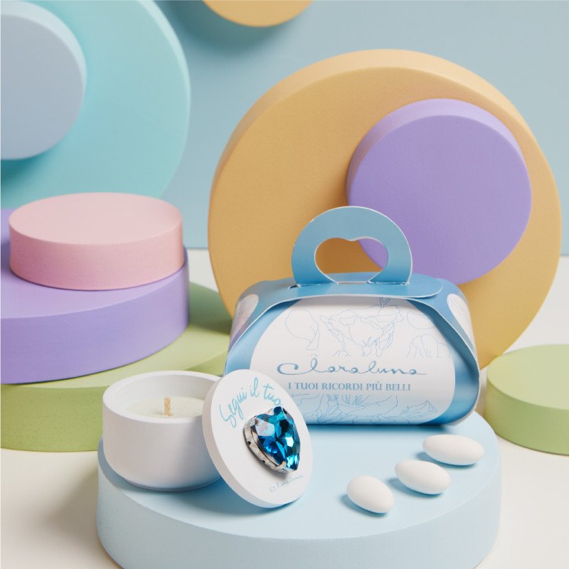 Scatolina Azzurra Cuore Azzurro Con Candela - 25346cand/botanica