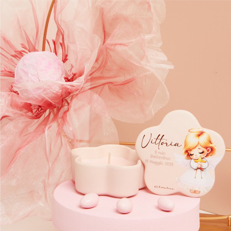 Scatolina Rosa Angioletto Con Candela - 25356cand/botanica