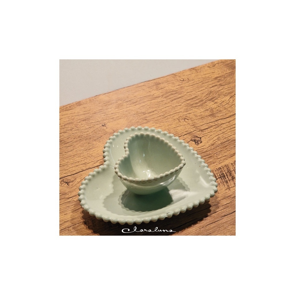 Set 2 piattini cuore piccolo e cuore grande verde - bis10