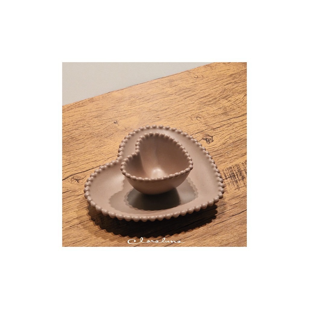 Set 2 piattini cuore piccolo tortora e grande tortora - bis13