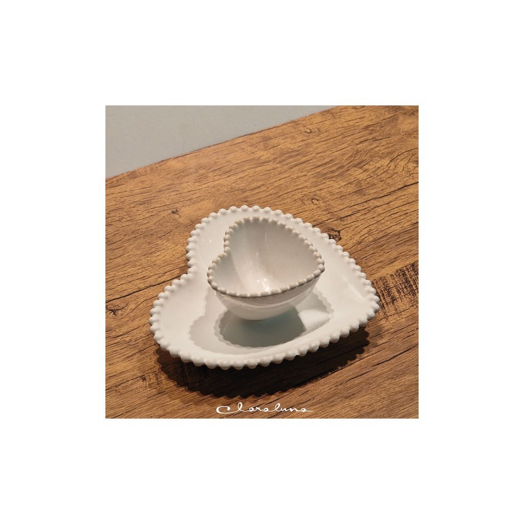 Set 2 piattini cuore piccolo bianco e grande bianco - bis16