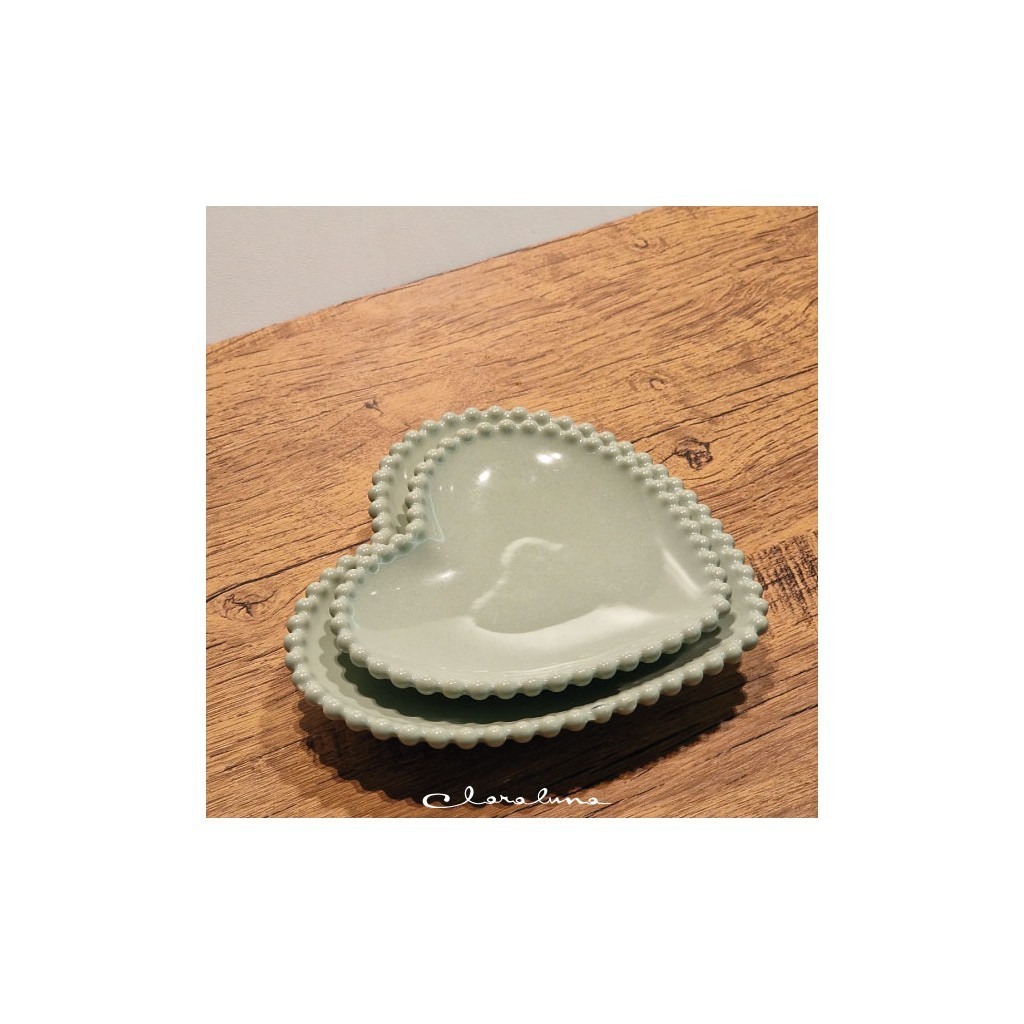 Set 2 piattini cuore medio e grande verde - bis19